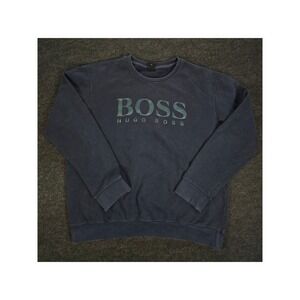 Hugo Boss Sweatshirt Crewneck Pullover Dark Blue Logo Print XXL